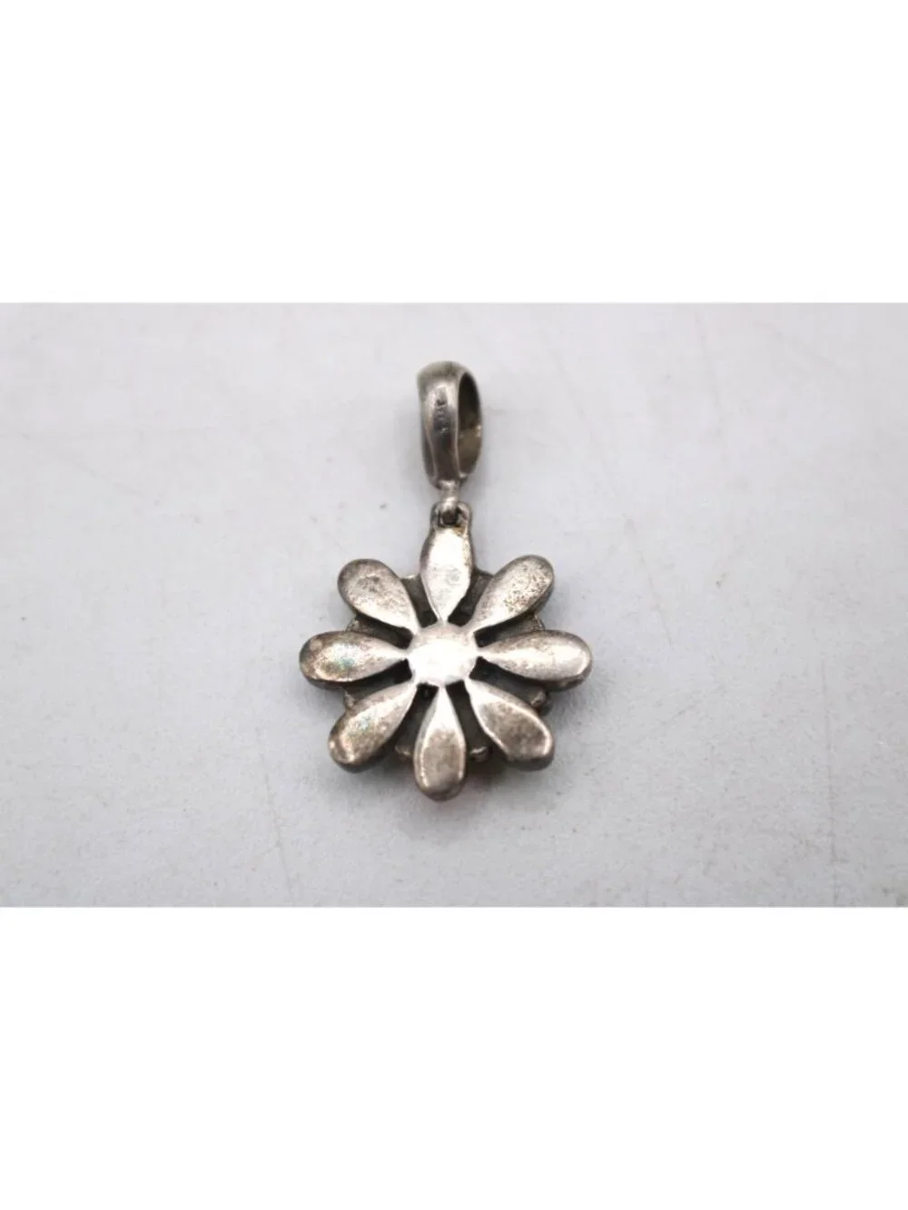 Vtg 925 Sterling Silver Multicolor Gemstone Flower Pendant Turquoise Lapis More